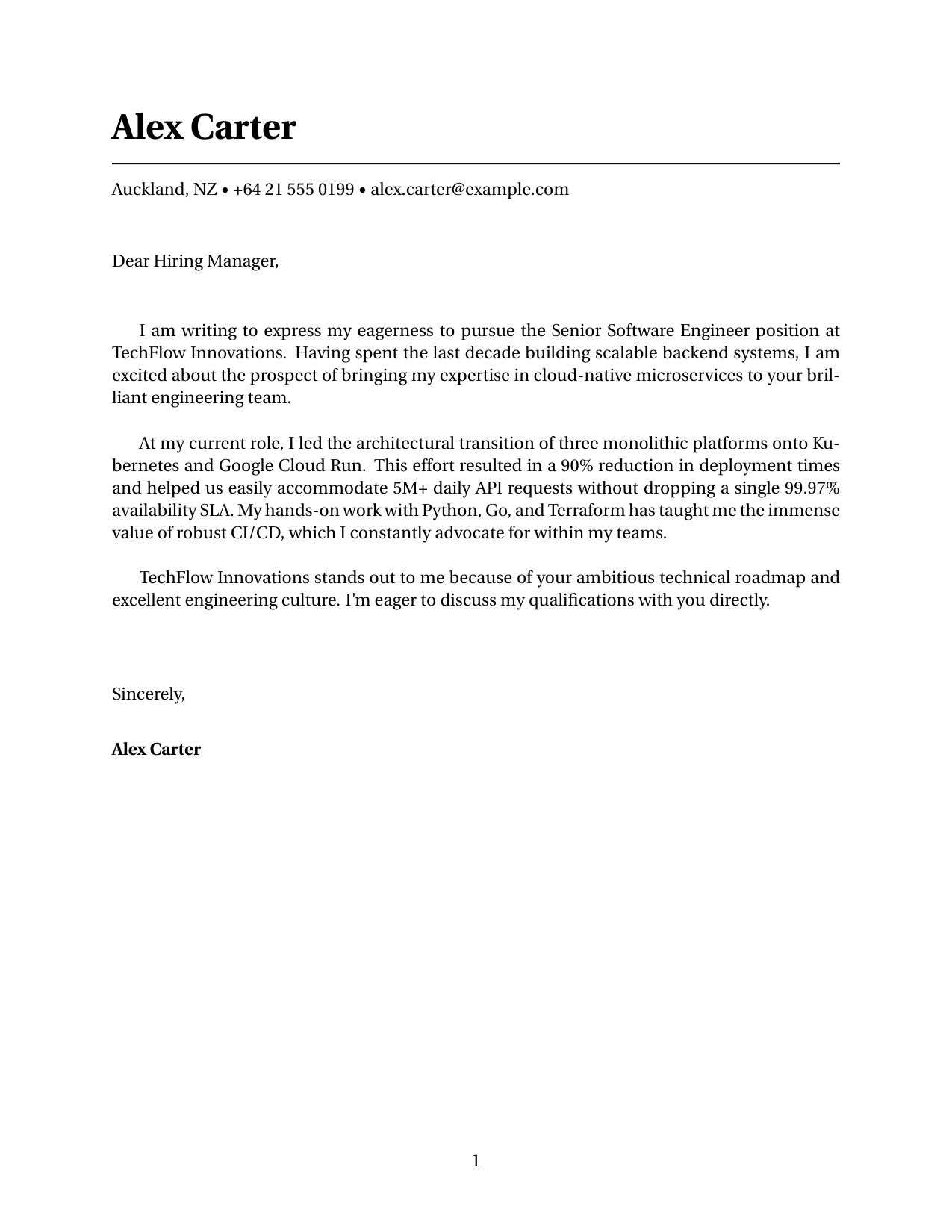 Corporate Standard cover letter template preview for tailored job applications