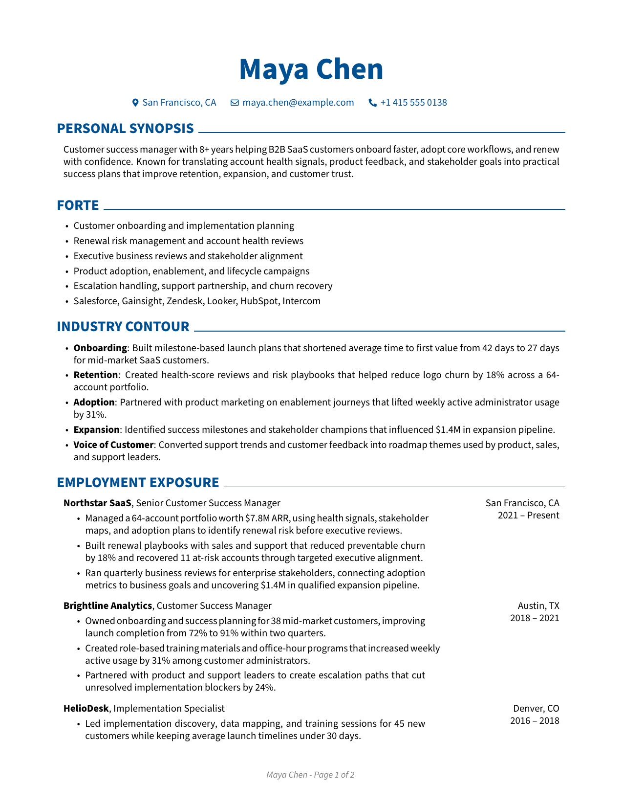 Customer success resume preview with onboarding, retention, adoption, renewal risk, and expansion outcomes tailored in JobSpidey