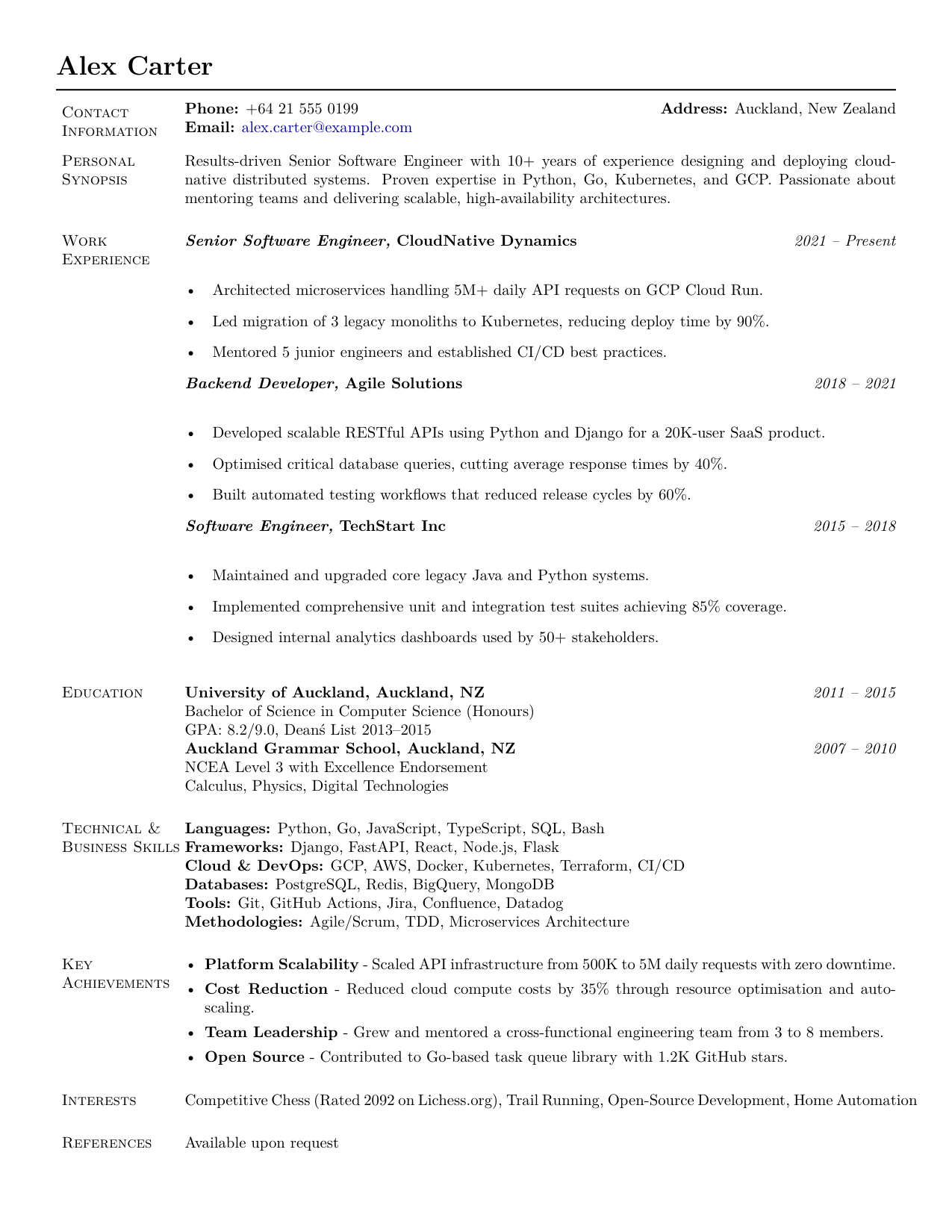 Modern resume template preview that can help candidates identify interview stories from their work history